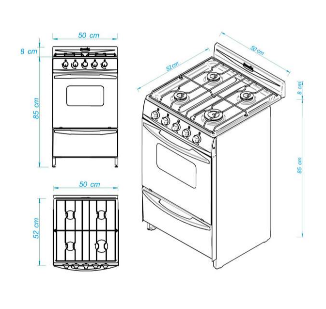 COCINA 4H 51CM GE NEGRA PALACE ESCORIAL