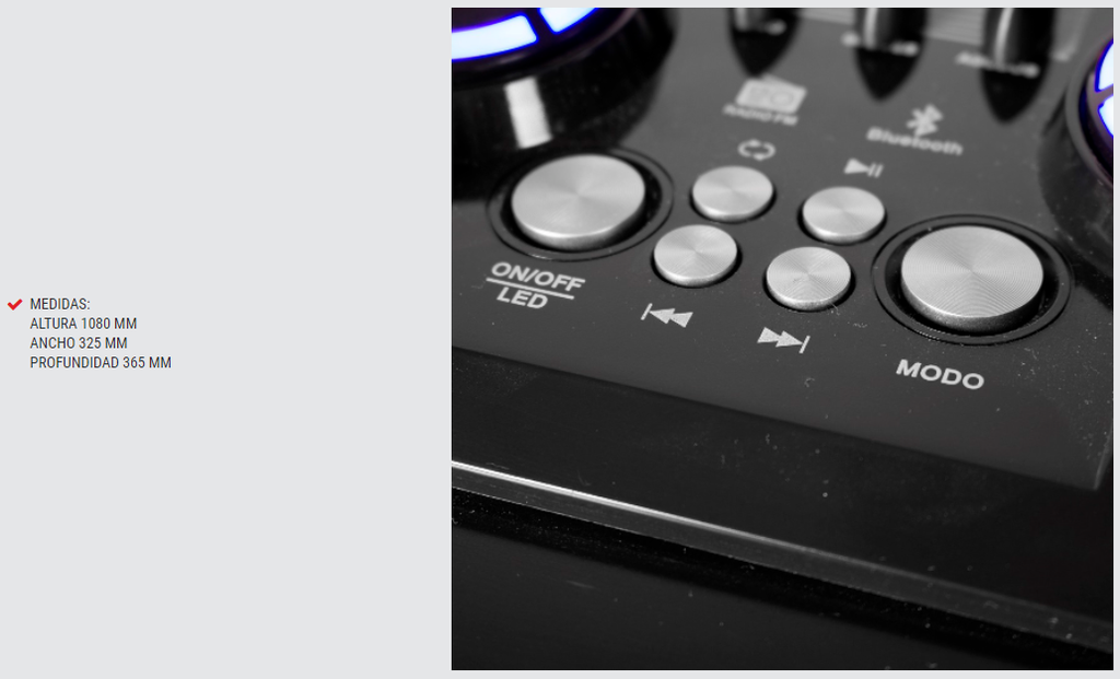 BAFLE AMPLIFICADO 10" BLUETOOTH - LED - FM - DJS-1002BT CROWN MUSTANG