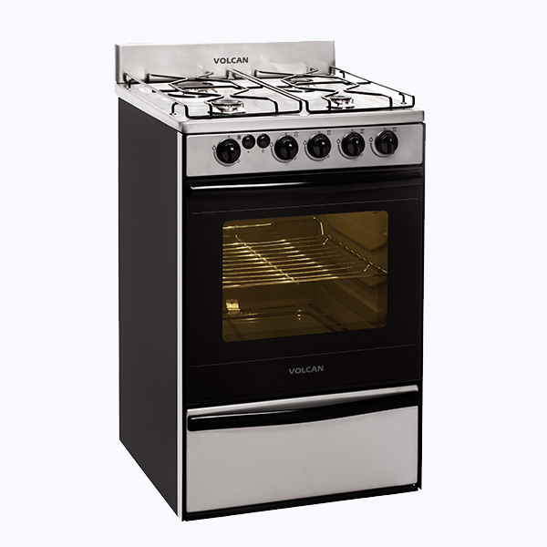 COCINA 4H 55CM ACERO INOX. C/LUZ Y ENC. ELEC. 87673V VOLCAN