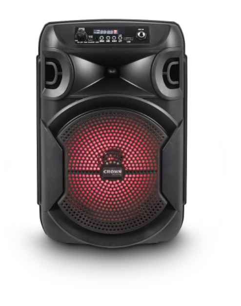 BAFLE POTENCIADO 4 VIAS WOOFER 8" MP3/USB/FM DJS-820BT CROWN MUSTANG 