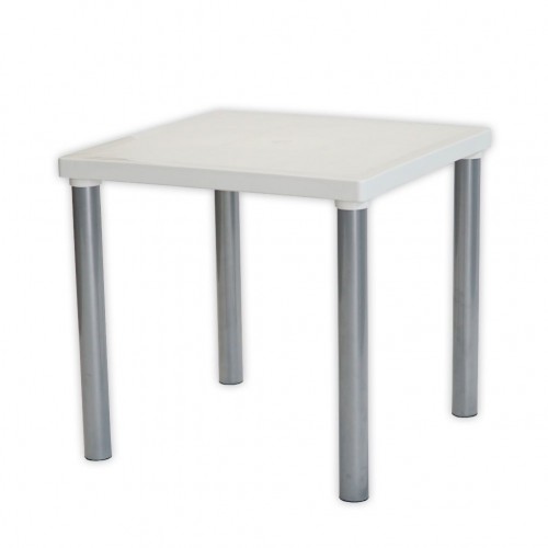 MESA CUADRADA PLAST. 75CM C/PATAS METALICAS MALLORCA NEGRA VOSS 2000